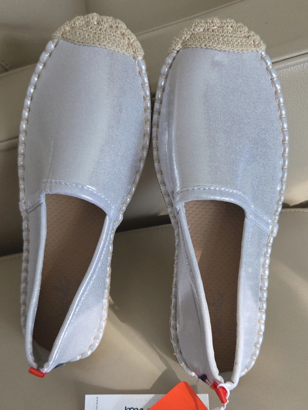 Platinum Silver Espadrille Slip-On Water Shoes Beach Wear Size 8W